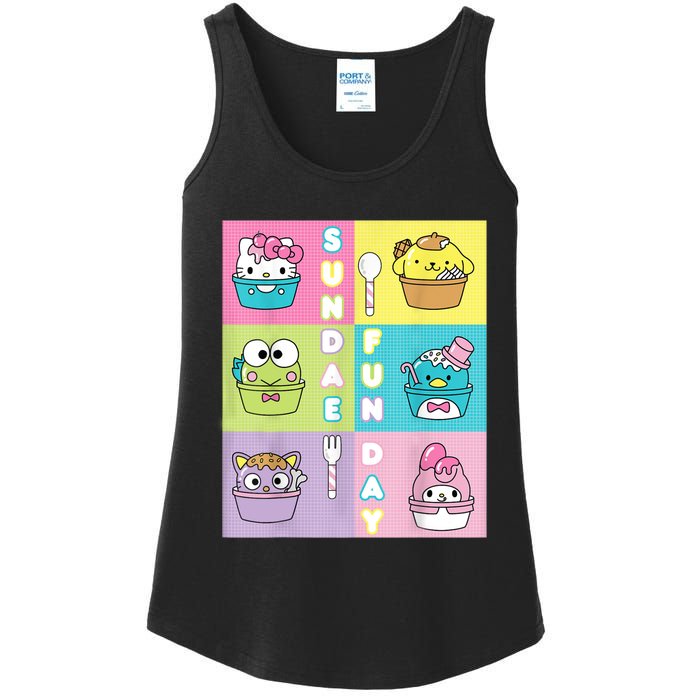 Sundae Fun Day Ft. Sanrio Characters Ice Cream Dessert Ladies Essential Tank