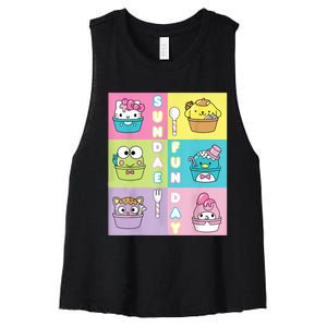 Sundae Fun Day Ft. Sanrio Characters Ice Cream Dessert Women's Racerback Cropped Tank