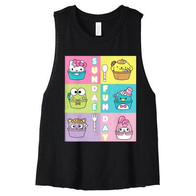 Sundae Fun Day Ft. Sanrio Characters Ice Cream Dessert Women's Racerback Cropped Tank