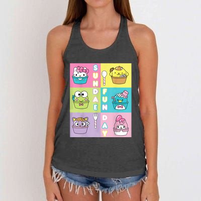 Sundae Fun Day Ft. Sanrio Characters Ice Cream Dessert Women's Knotted Racerback Tank