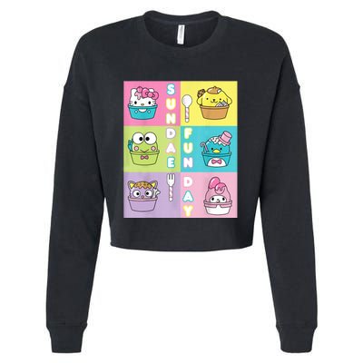 Sundae Fun Day Ft. Sanrio Characters Ice Cream Dessert Cropped Pullover Crew