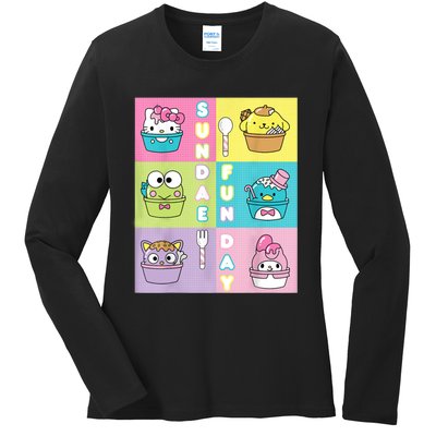 Sundae Fun Day Ft. Sanrio Characters Ice Cream Dessert Ladies Long Sleeve Shirt