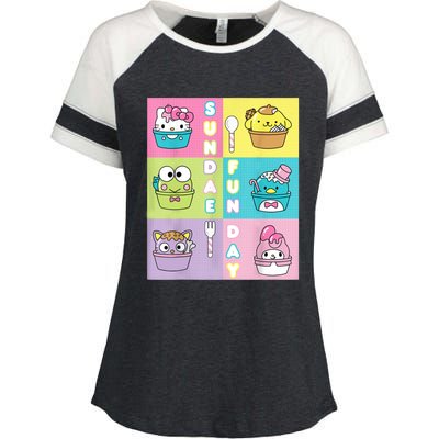 Sundae Fun Day Ft. Sanrio Characters Ice Cream Dessert Enza Ladies Jersey Colorblock Tee