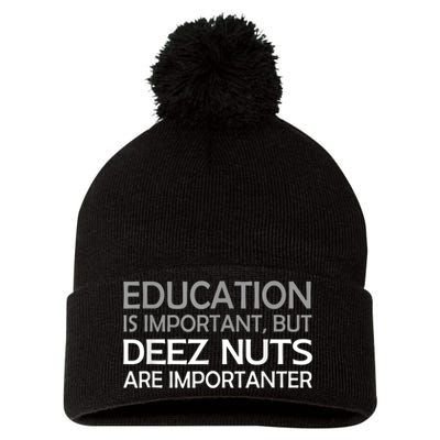 Sarcastic Funny Deez Nuts Pom Pom 12in Knit Beanie