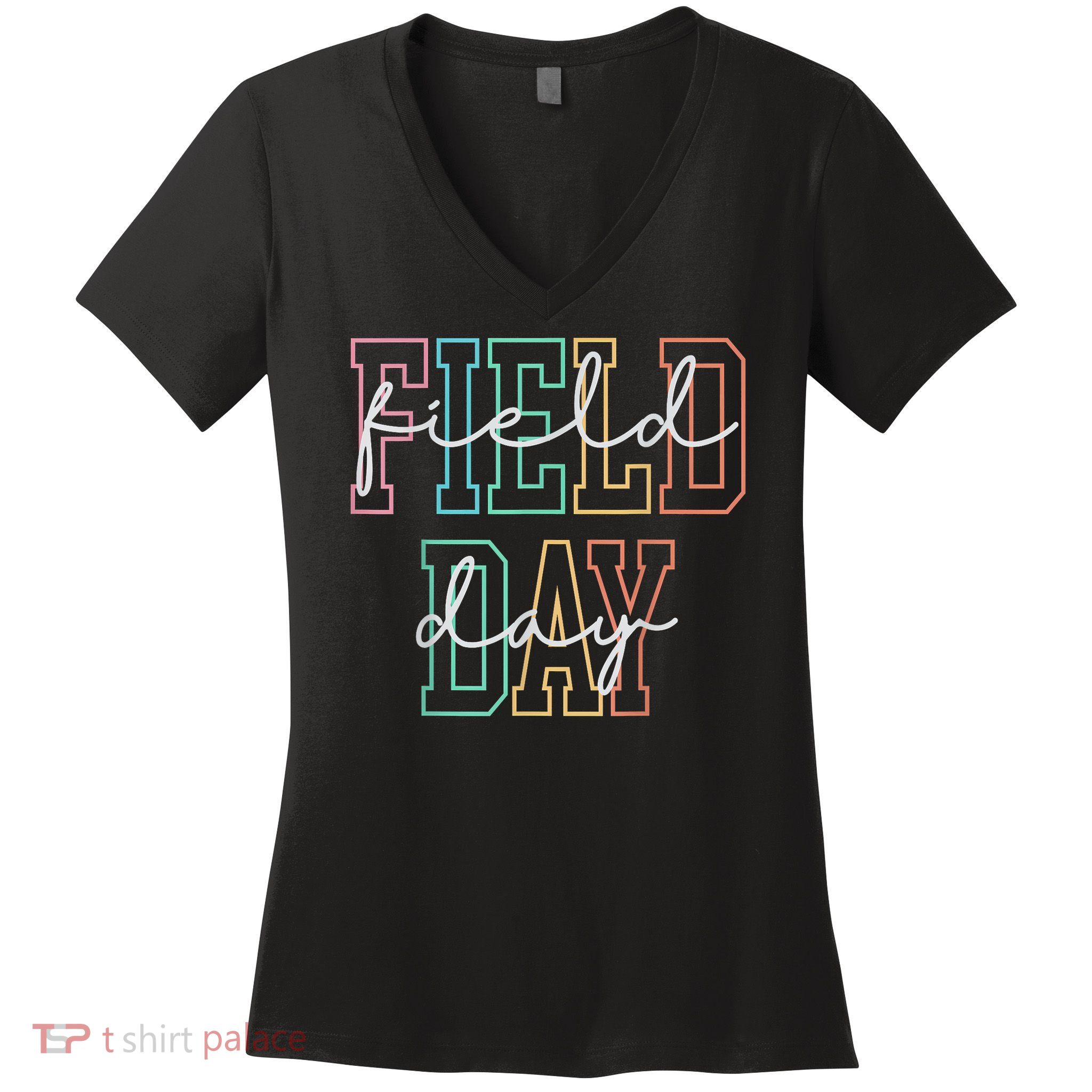 School Field Day Happy Field Day  Teacher Life Summer Women's V-Neck T-Shirt
