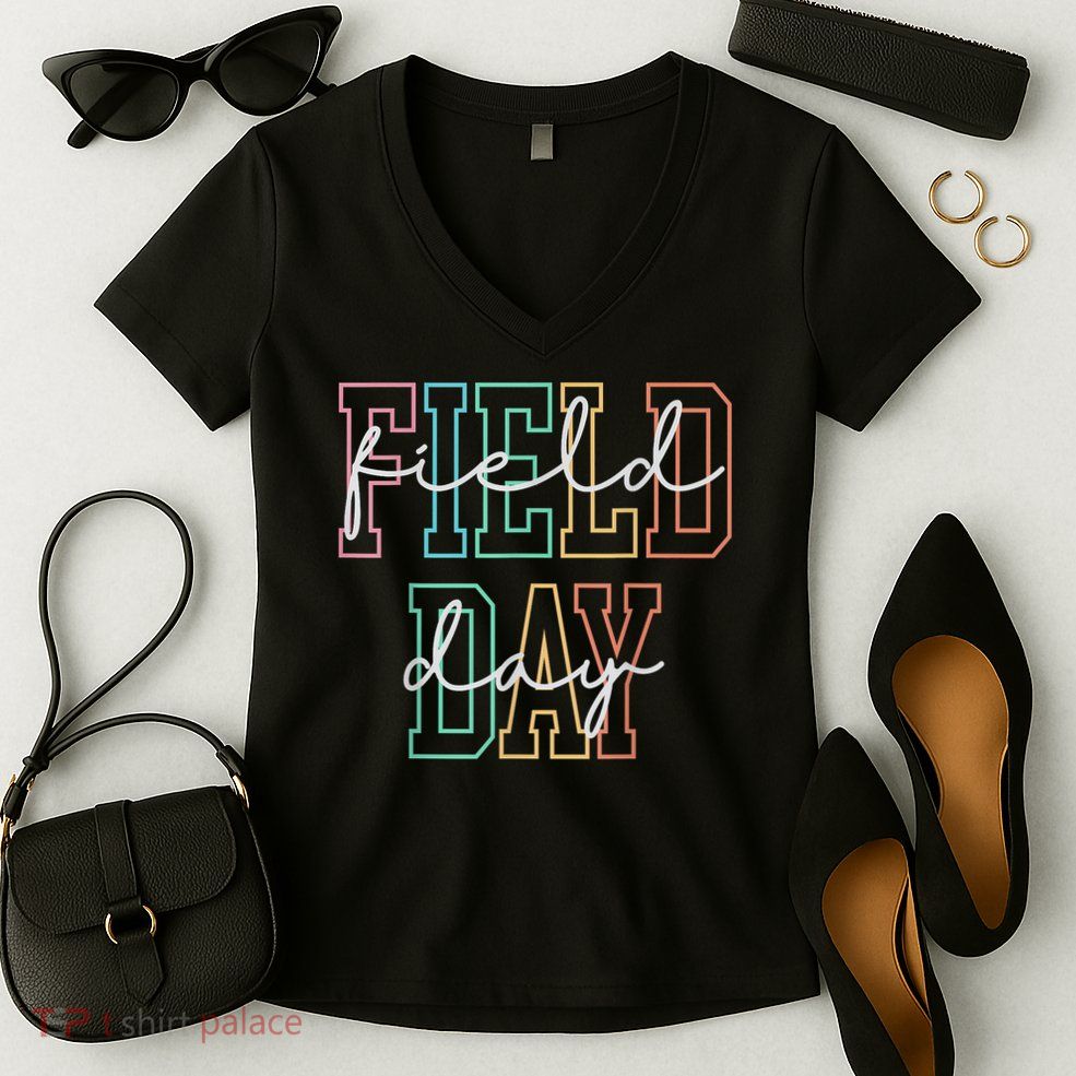 School Field Day Happy Field Day  Teacher Life Summer Women's V-Neck T-Shirt