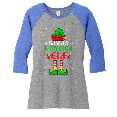 SantaS Favorite Elf Group Matching Family Christmas Cute Gift Women's Tri-Blend 3/4-Sleeve Raglan Shirt