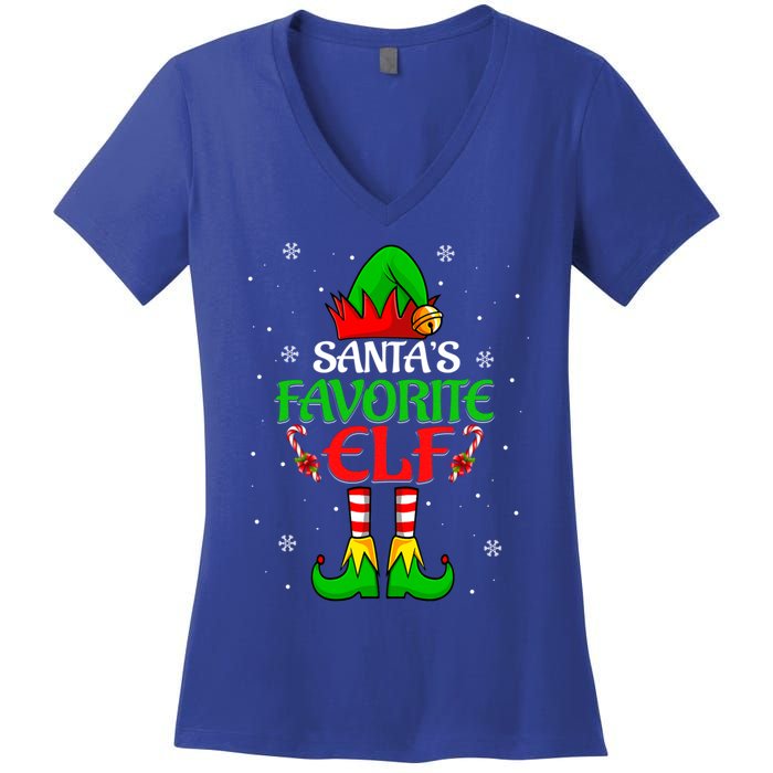 SantaS Favorite Elf Group Matching Family Christmas Cute Gift Women's V-Neck T-Shirt