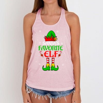 SantaS Favorite Elf Group Matching Family Christmas Cute Gift Women's Knotted Racerback Tank