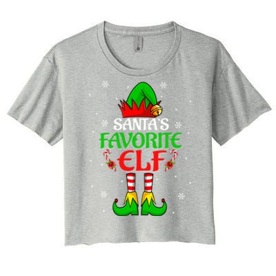 SantaS Favorite Elf Group Matching Family Christmas Cute Gift Women's Crop Top Tee