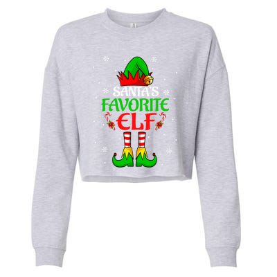 SantaS Favorite Elf Group Matching Family Christmas Cute Gift Cropped Pullover Crew