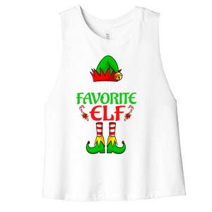 SantaS Favorite Elf Group Matching Family Christmas Cute Gift Women's Racerback Cropped Tank