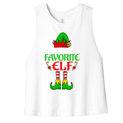 SantaS Favorite Elf Group Matching Family Christmas Cute Gift Women's Racerback Cropped Tank