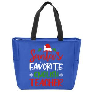 SantaS Favorite English Teacher Funny Christmas Funny Gift Funny Gift Zip Tote Bag