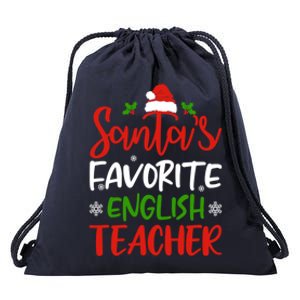 SantaS Favorite English Teacher Funny Christmas Funny Gift Funny Gift Drawstring Bag