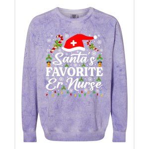 SantaS Favorite Er Nurse Great Gift Funny Christmas Pajama Funny Gift Colorblast Crewneck Sweatshirt