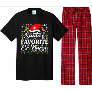 SantaS Favorite Er Nurse Great Gift Funny Christmas Pajama Funny Gift Pajama Set