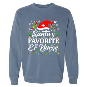 SantaS Favorite Er Nurse Great Gift Funny Christmas Pajama Funny Gift Garment-Dyed Sweatshirt