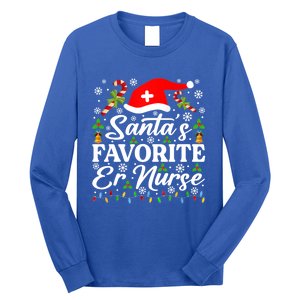 SantaS Favorite Er Nurse Great Gift Funny Christmas Pajama Funny Gift Long Sleeve Shirt