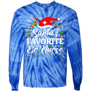 SantaS Favorite Er Nurse Great Gift Funny Christmas Pajama Funny Gift Tie-Dye Long Sleeve Shirt