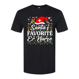 SantaS Favorite Er Nurse Great Gift Funny Christmas Pajama Funny Gift Softstyle CVC T-Shirt