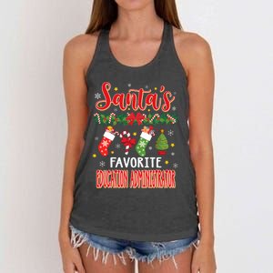 SantaS Favorite Education Administrator Santa Hat Xmas Women's Knotted Racerback Tank