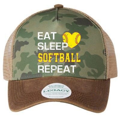 Softball Funny Eat Sleep Softball Repeat Softball Gift Legacy Tie Dye Trucker Hat