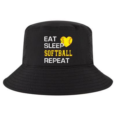 Softball Funny Eat Sleep Softball Repeat Softball Gift Cool Comfort Performance Bucket Hat