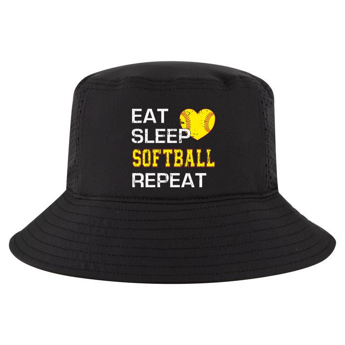 Softball Funny Eat Sleep Softball Repeat Softball Gift Cool Comfort Performance Bucket Hat