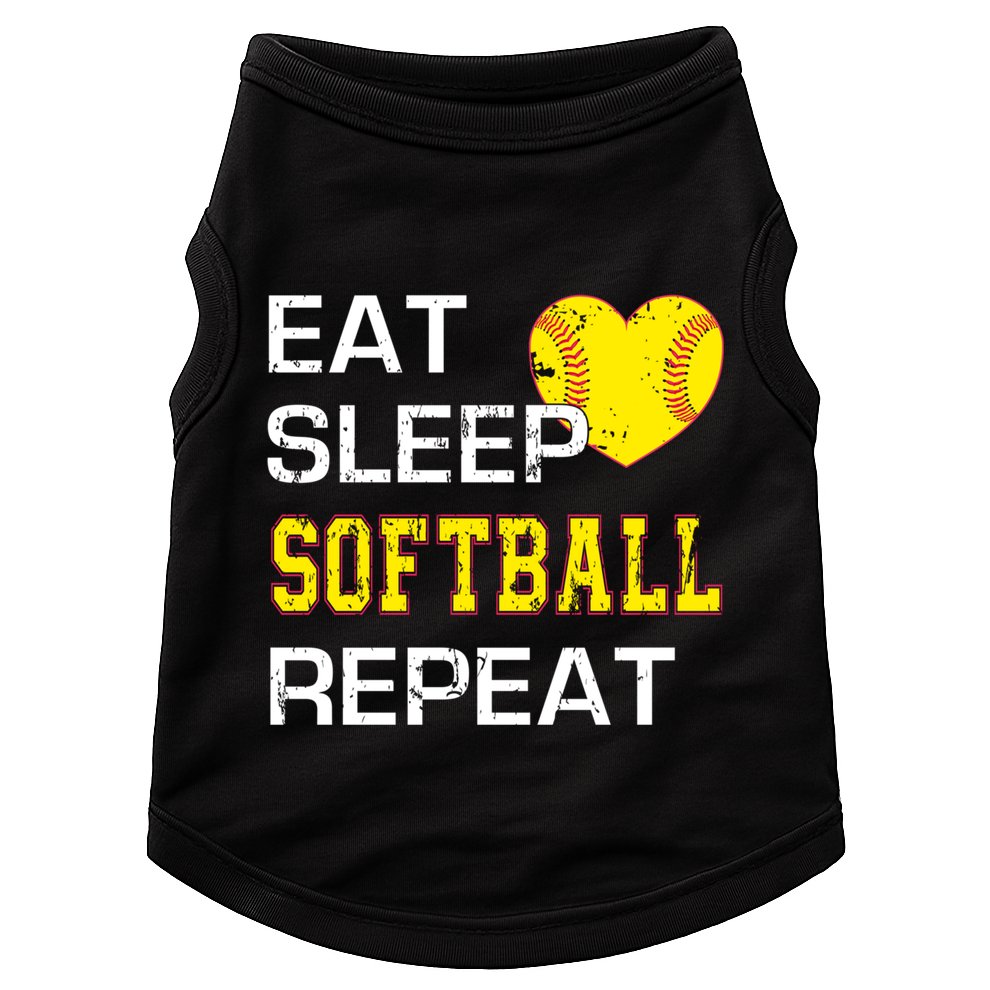 Softball Funny Eat Sleep Softball Repeat Softball Gift Doggie Tank