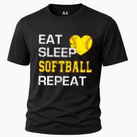 Softball Funny Eat Sleep Softball Repeat Softball Gift Cooling Performance Crew T-Shirt