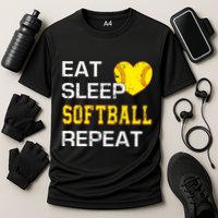 Softball Funny Eat Sleep Softball Repeat Softball Gift Cooling Performance Crew T-Shirt