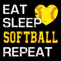 Softball Funny Eat Sleep Softball Repeat Softball Gift 7-Panel Snapback Hat