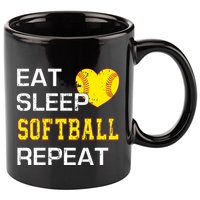 Softball Funny Eat Sleep Softball Repeat Softball Gift 11oz C Handle Ceramic Mug