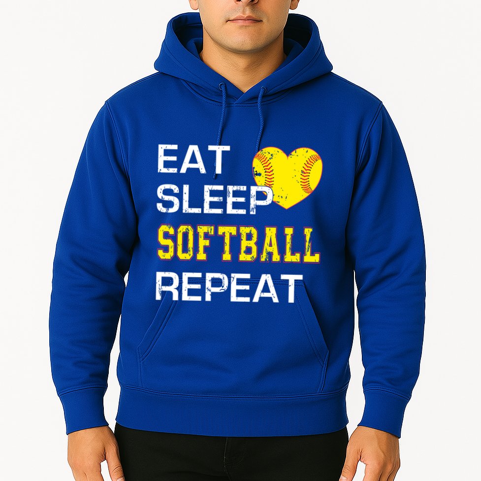 Softball Funny Eat Sleep Softball Repeat Softball Gift Hoodie