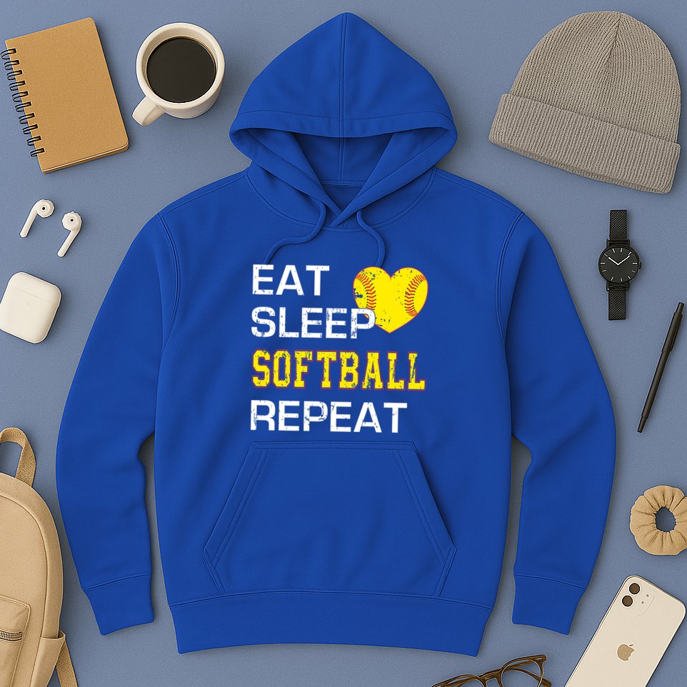Softball Funny Eat Sleep Softball Repeat Softball Gift Hoodie