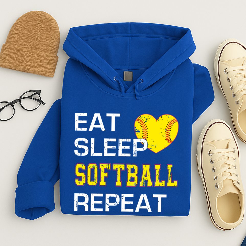 Softball Funny Eat Sleep Softball Repeat Softball Gift Hoodie