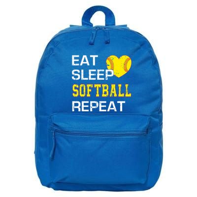 Softball Funny Eat Sleep Softball Repeat Softball Gift 16 in Basic Backpack