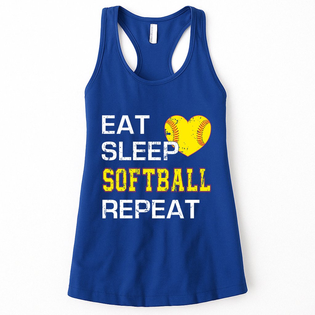 Softball Funny Eat Sleep Softball Repeat Softball Gift Womens Tank Top