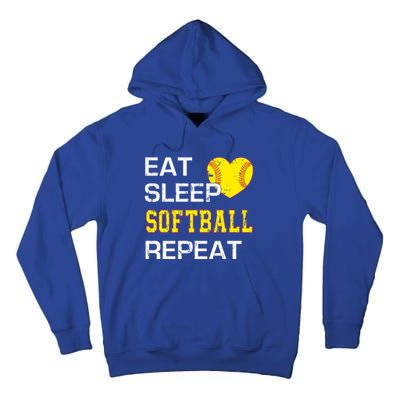 Softball Funny Eat Sleep Softball Repeat Softball Gift Tall Hoodie