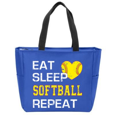 Softball Funny Eat Sleep Softball Repeat Softball Gift Zip Tote Bag