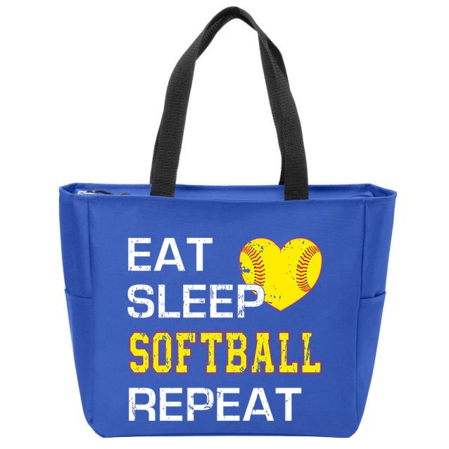 Softball Funny Eat Sleep Softball Repeat Softball Gift Zip Tote Bag