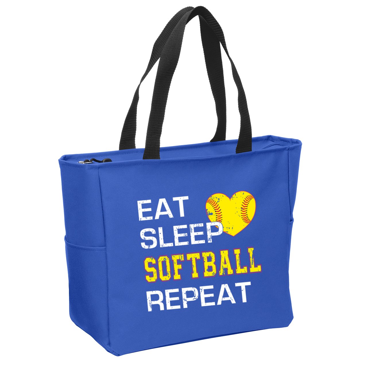 Softball Funny Eat Sleep Softball Repeat Softball Gift Zip Tote Bag