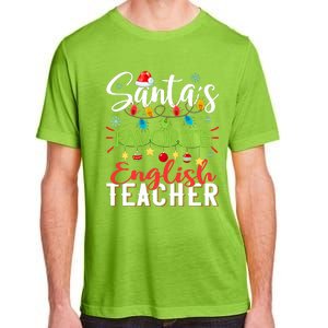 SantaS Favorite English Teacher Xmas Light Hat Christmas Adult ChromaSoft Performance T-Shirt