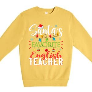 SantaS Favorite English Teacher Xmas Light Hat Christmas Premium Crewneck Sweatshirt