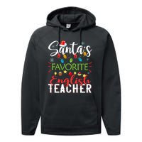 SantaS Favorite English Teacher Xmas Light Hat Christmas Performance Fleece Hoodie