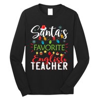 SantaS Favorite English Teacher Xmas Light Hat Christmas Long Sleeve Shirt