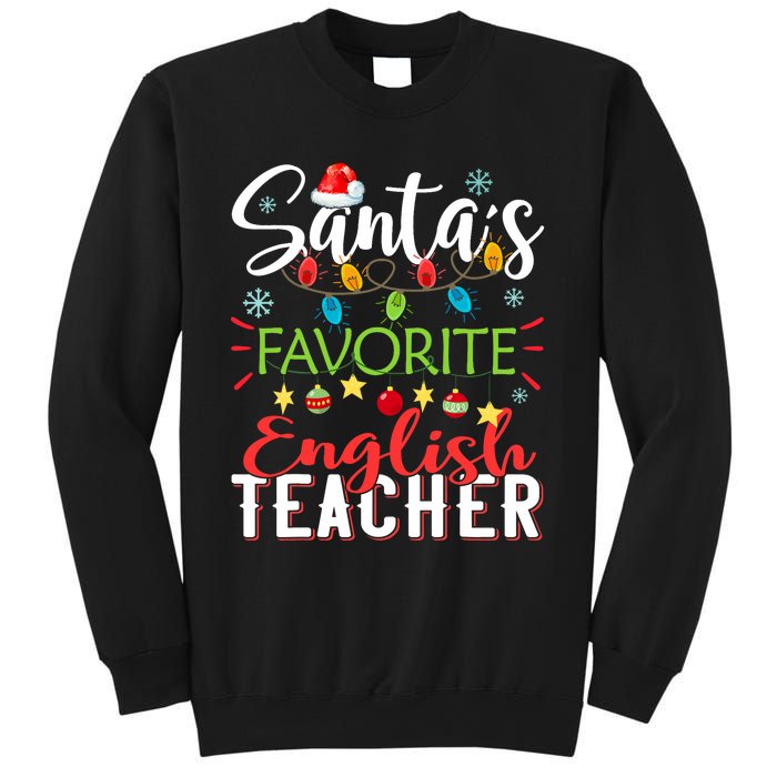 SantaS Favorite English Teacher Xmas Light Hat Christmas Sweatshirt