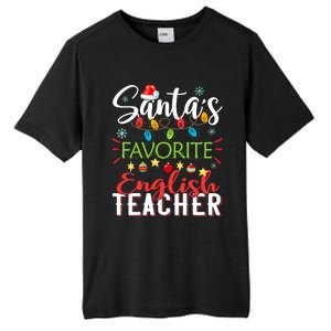 SantaS Favorite English Teacher Xmas Light Hat Christmas Tall Fusion ChromaSoft Performance T-Shirt