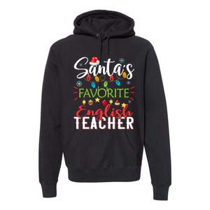 SantaS Favorite English Teacher Xmas Light Hat Christmas Premium Hoodie